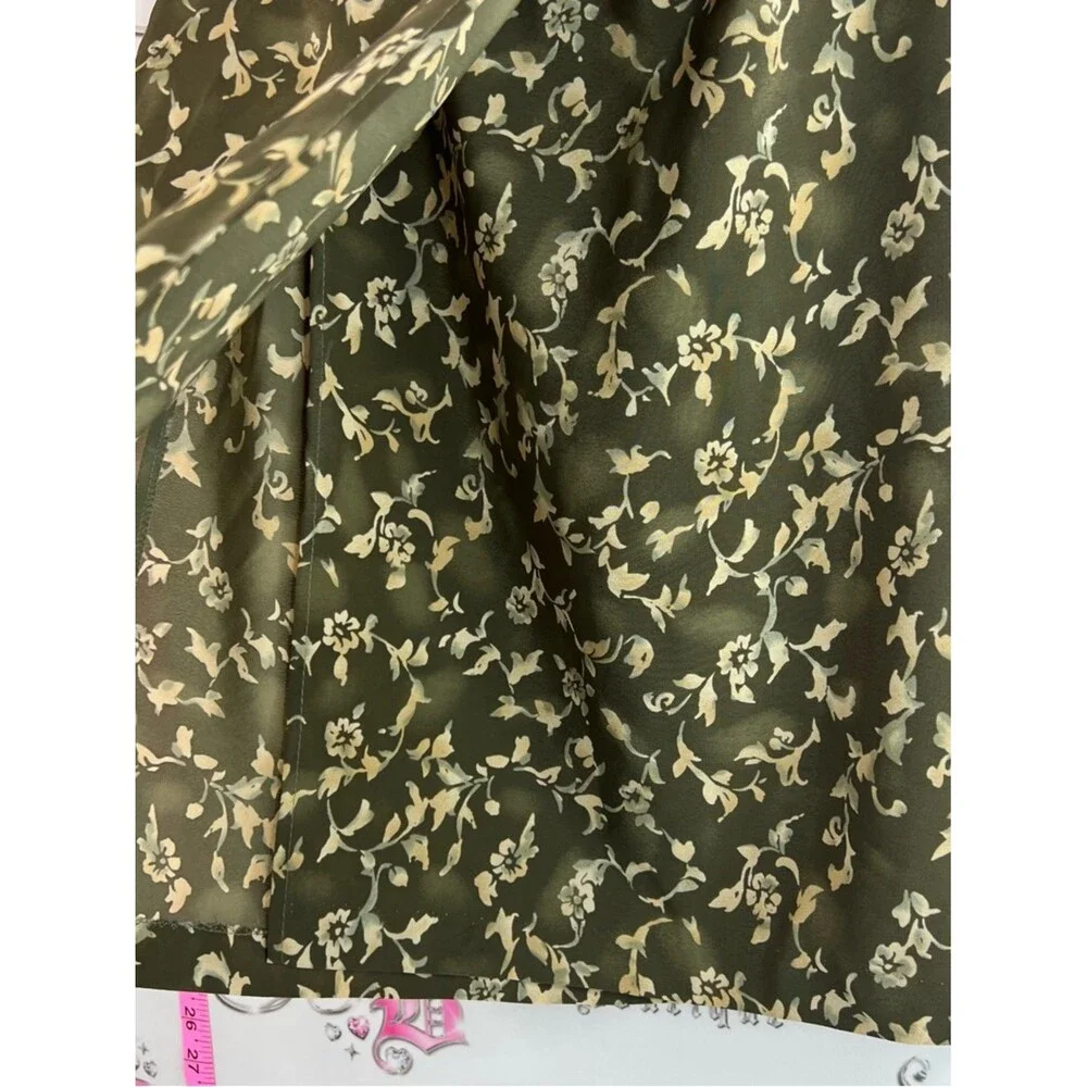 Jessica skirt vintage floral light cream white Olive Green Floral Midi Skirt